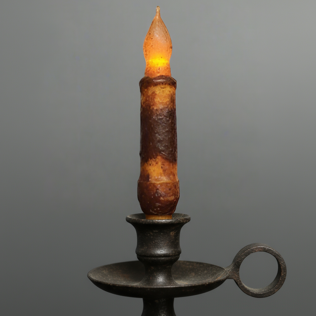 Burnt mustard timer taper on gray background