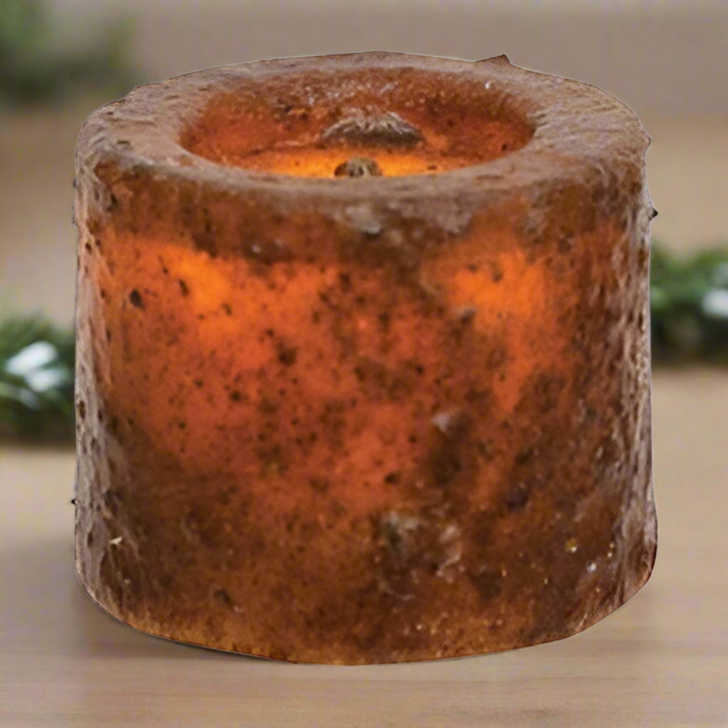 Battery operated burnt mustard LED votive