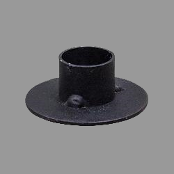 Black metal candle holder on a grey background