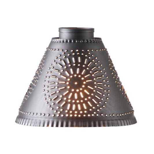 A kettle black finish replacement shade for ceiling fans or bar lights, featuring a perforated design.