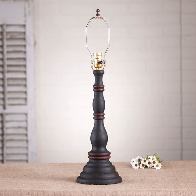 Davenport wood table lamp base in hartford black with red stripe