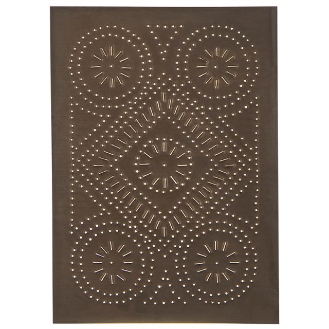 A diamond-patterned cabinet door with a kettle black finish.