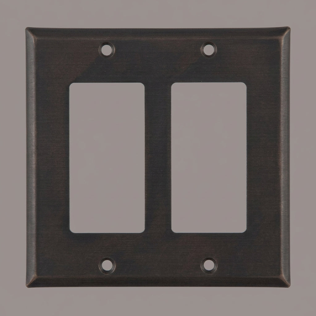 Bronze double-gang wall plate on a white background