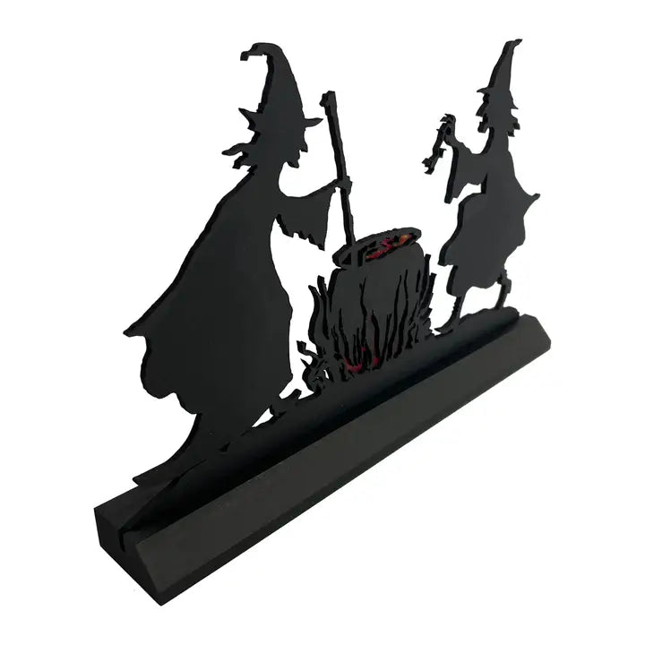 Double Trouble Witches Brew Halloween Silhouette Table Decor