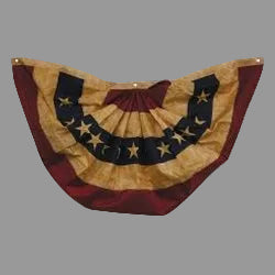 Decorative American flag bunting on a gray background