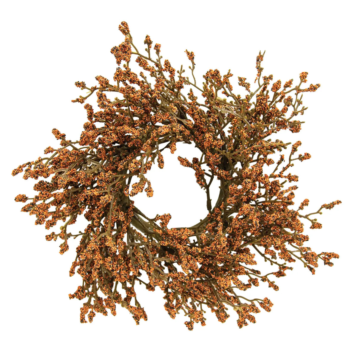 Decorative wreath with orange berries on a white background