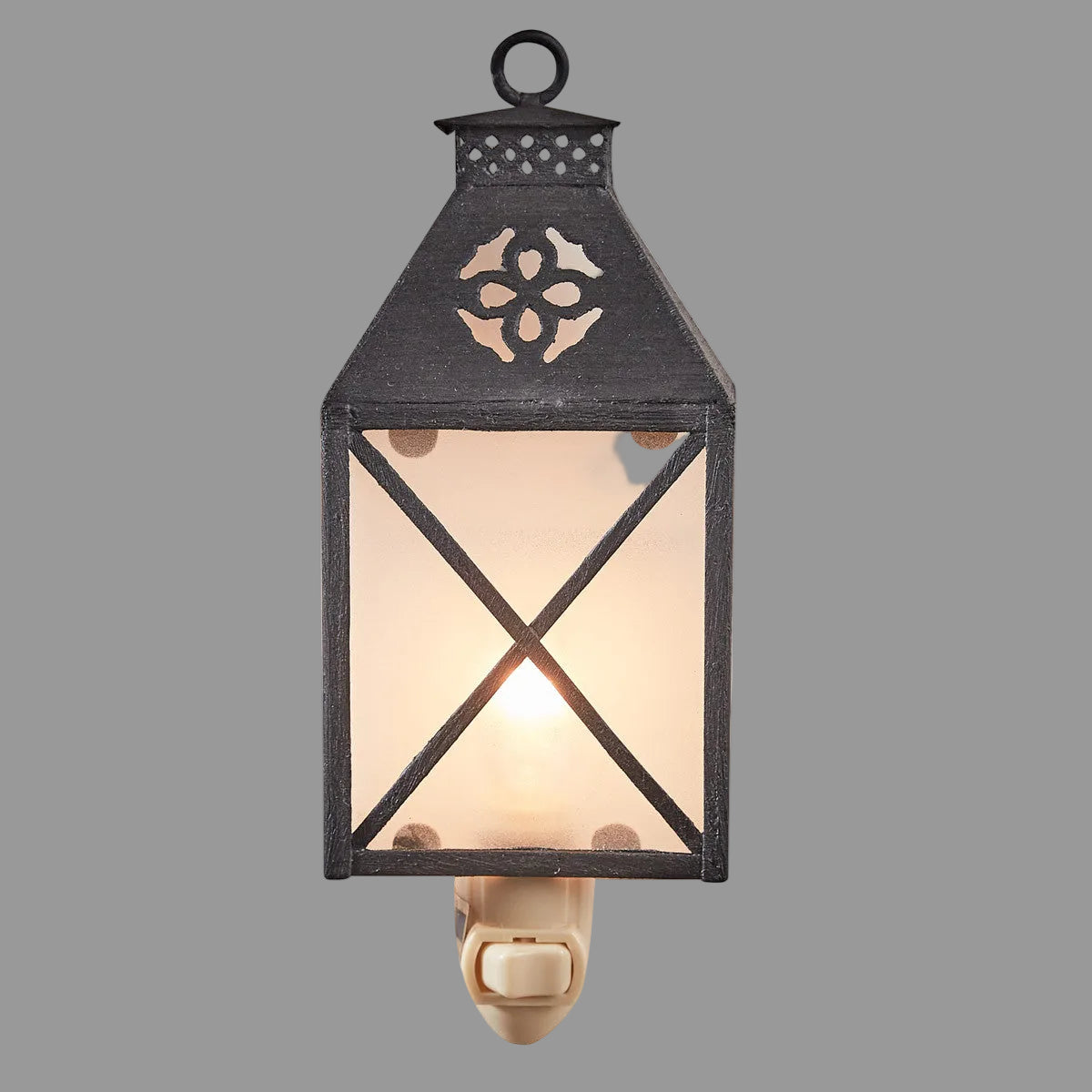 Folk art lantern night light on white background