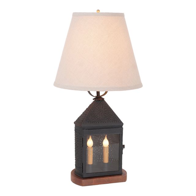 Harbor Lamp in Textured Black with Linen Empire Shade