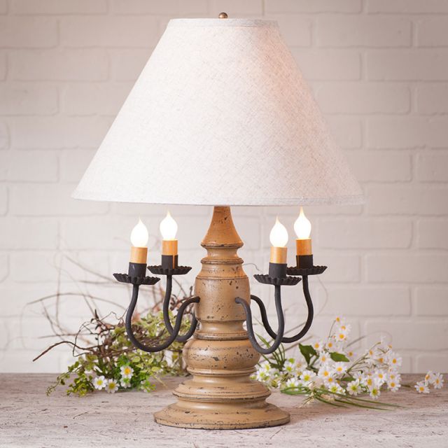 Harrison Lamp in Americana Pearwood with Linen Fabric Shade