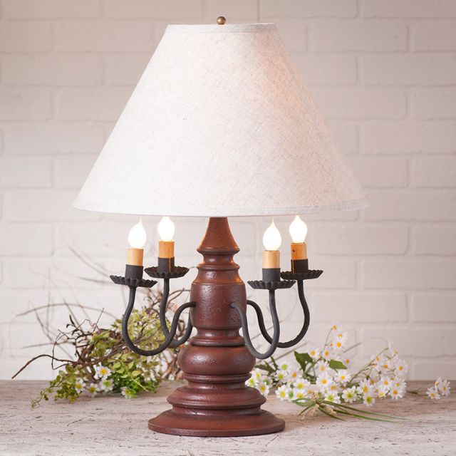 Harrison Lamp in Americana Red with Linen Fabric Shade