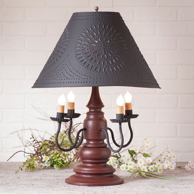 Harrison Lamp in Americana Red with Textured Metal Shade