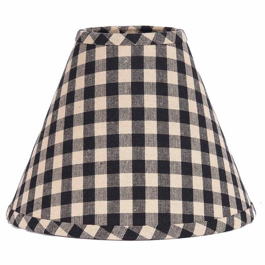 Lampshade with tan and black check on white background