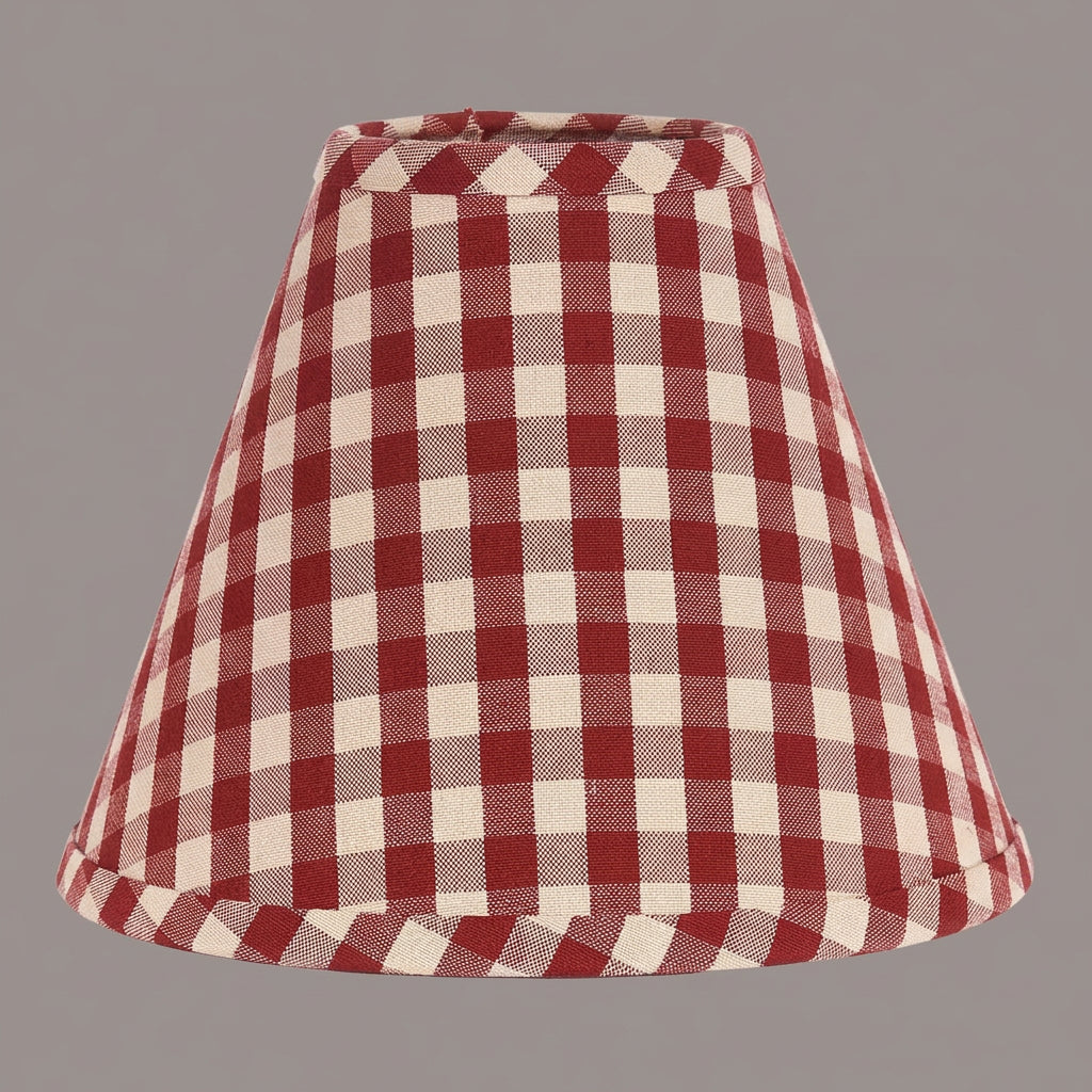 Red and white checkered lampshade on a white background