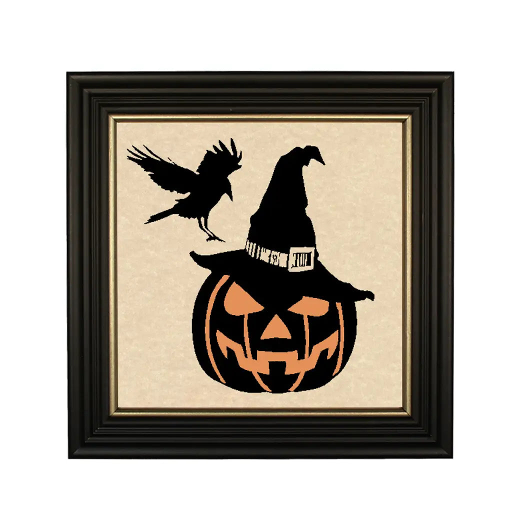 10x10" Jack-O-Lantern and Crow Vintage Paper Cut Silhouette