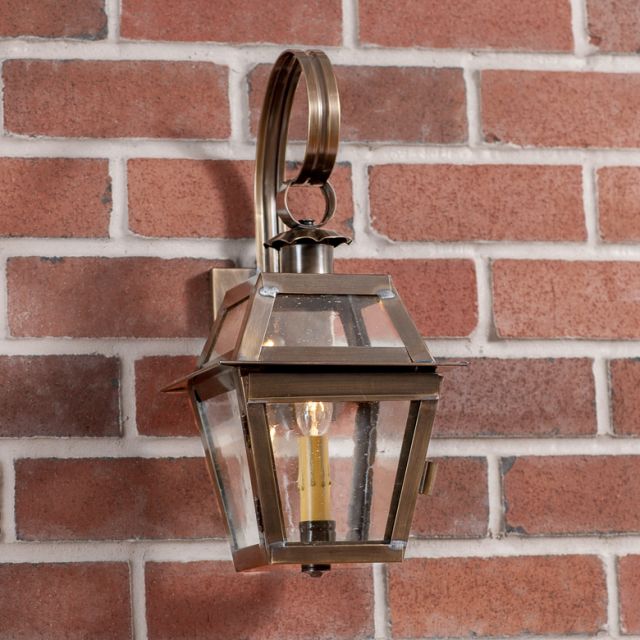 Jr. Town Crier Outdoor Wall Light in Solid Weathered Brass - 1-Light