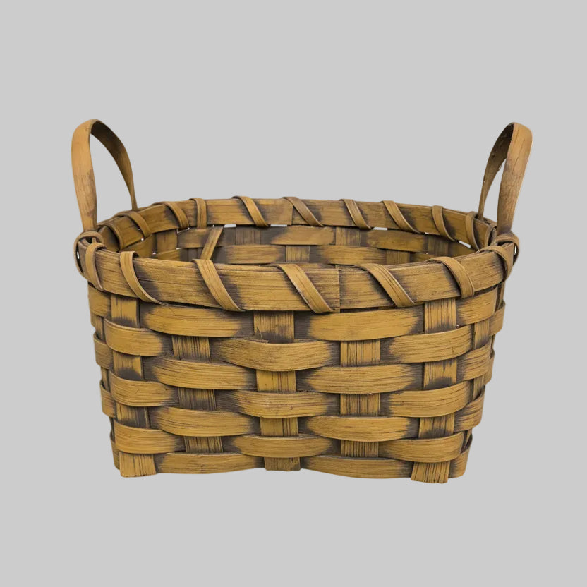 Woven basket on a textured surface