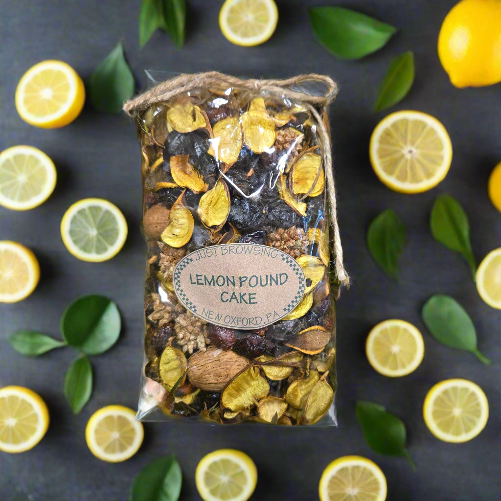 Decorative potpourri on a bed of green leaves