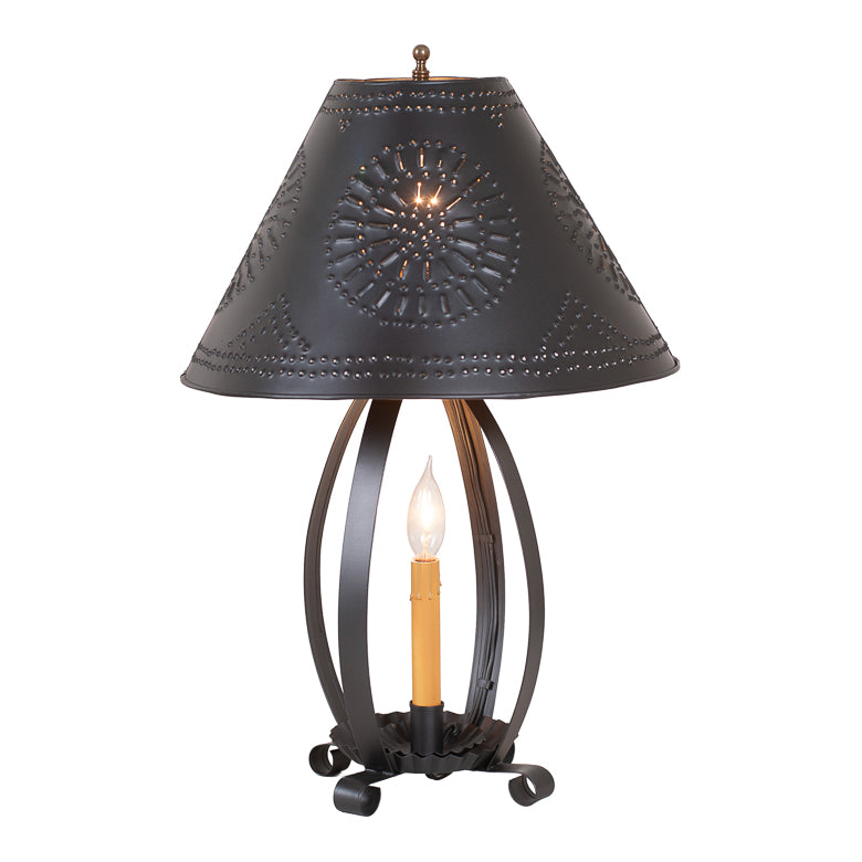 Lizzie Ross Lamp in Smokey Black with Metal Tapered Shade