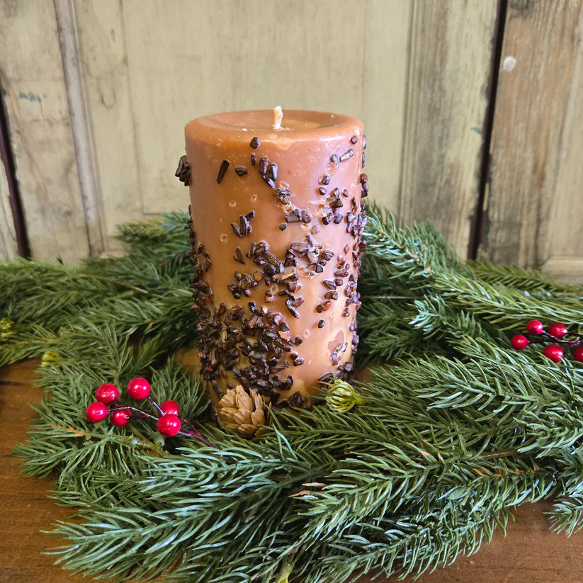 Log Cabin Pillar Candle 3" x 6"