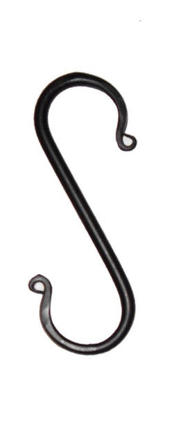 Medium wrought iron forged s hook on white background