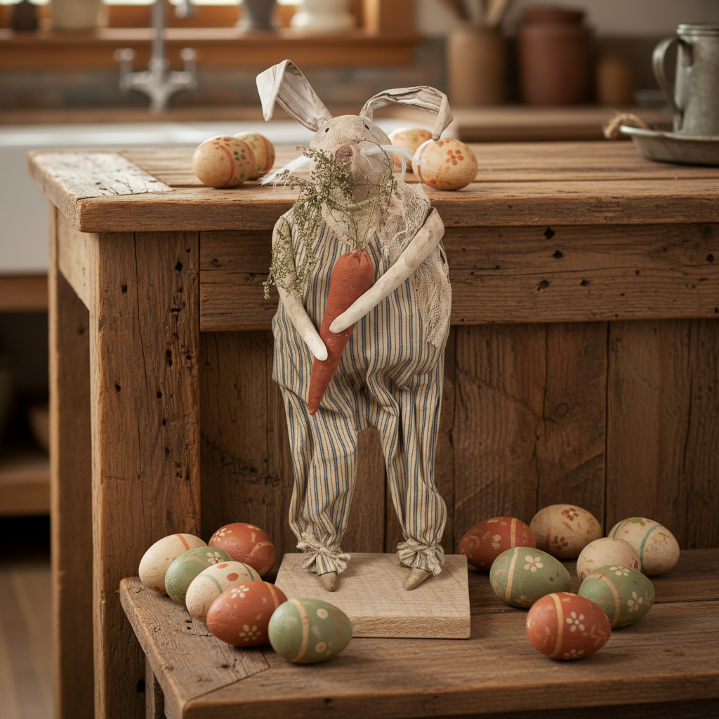 Primitive Bunny Holding Carrot