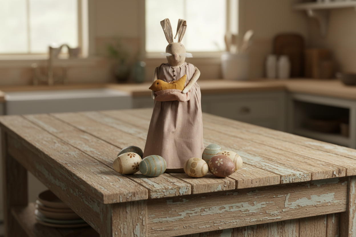 Primitive Bunny Holding Chick