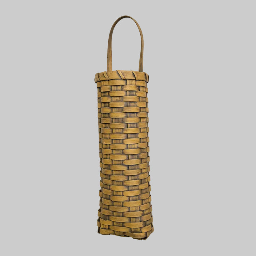 Woven basket on a wooden surface