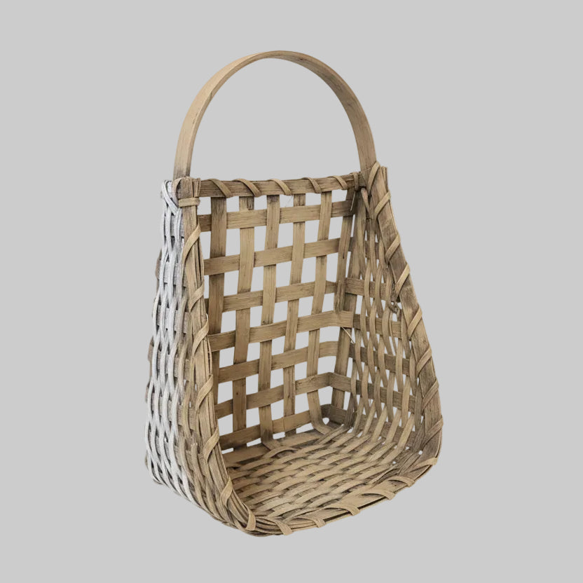 Woven basket on a wooden surface