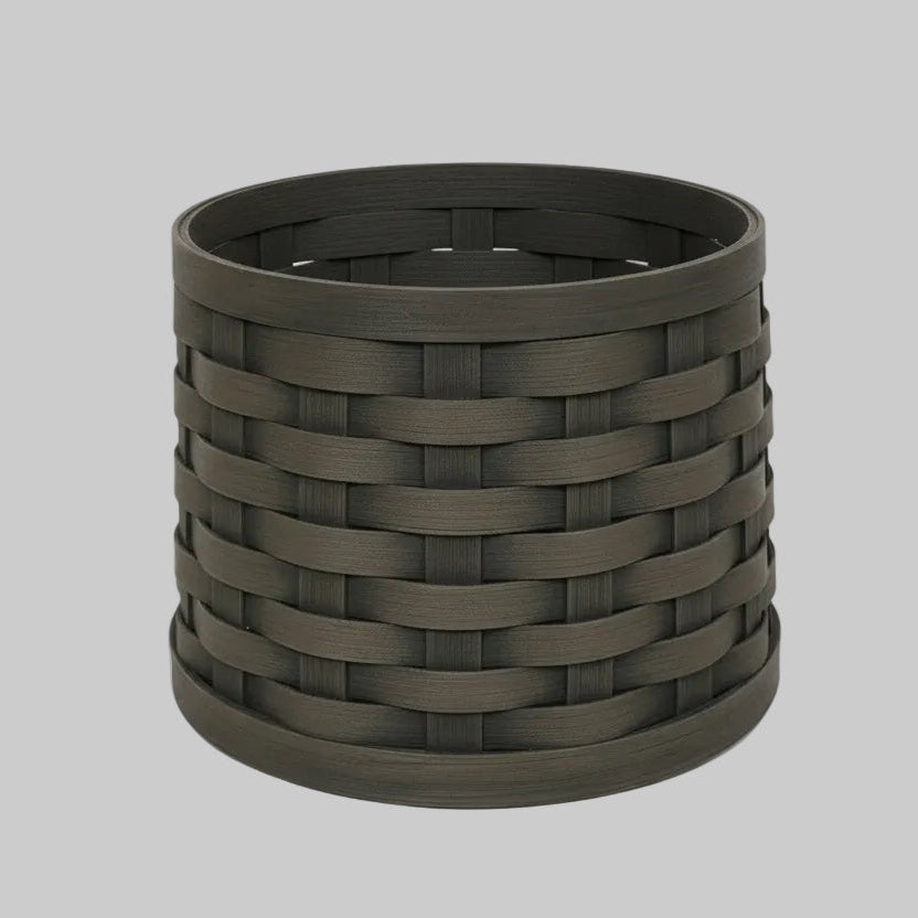Primitive tree collar basket on a textured surface