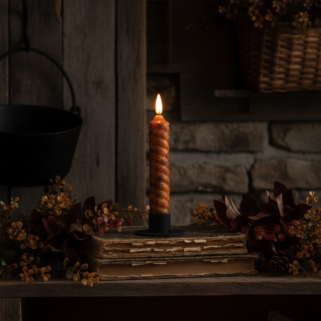 Pumpkin Spice Vintage Twist Flicker Flame Timer Taper