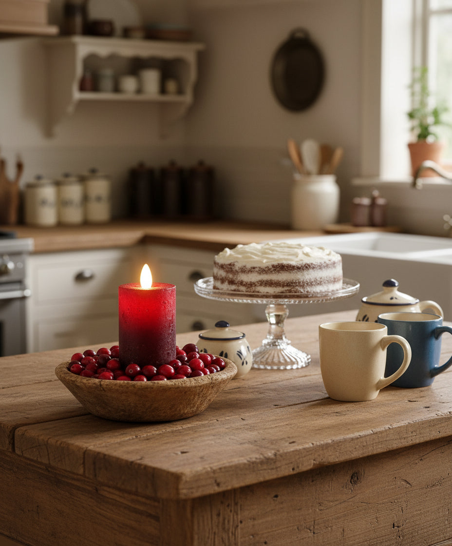 A realistic moving flame mini pillar candle in burgundy color, placed on a black dish.