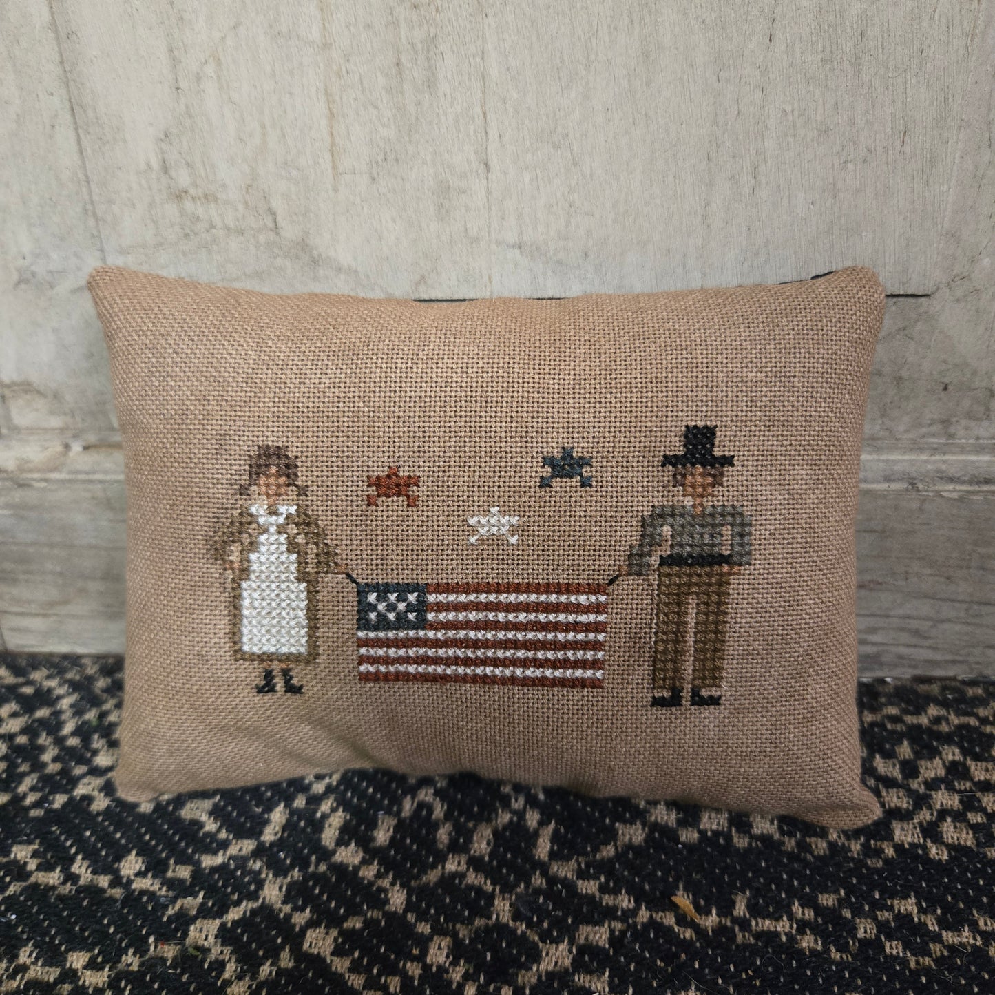 Collection of Primitive Summer and Americana Cross Stitch Pillows