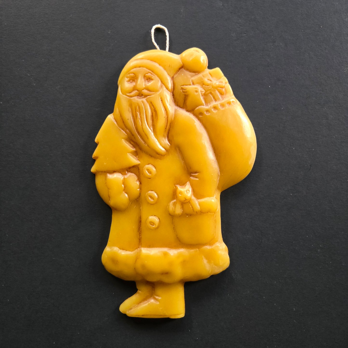 Santa with Stocking and Tree Beeswax Ornament