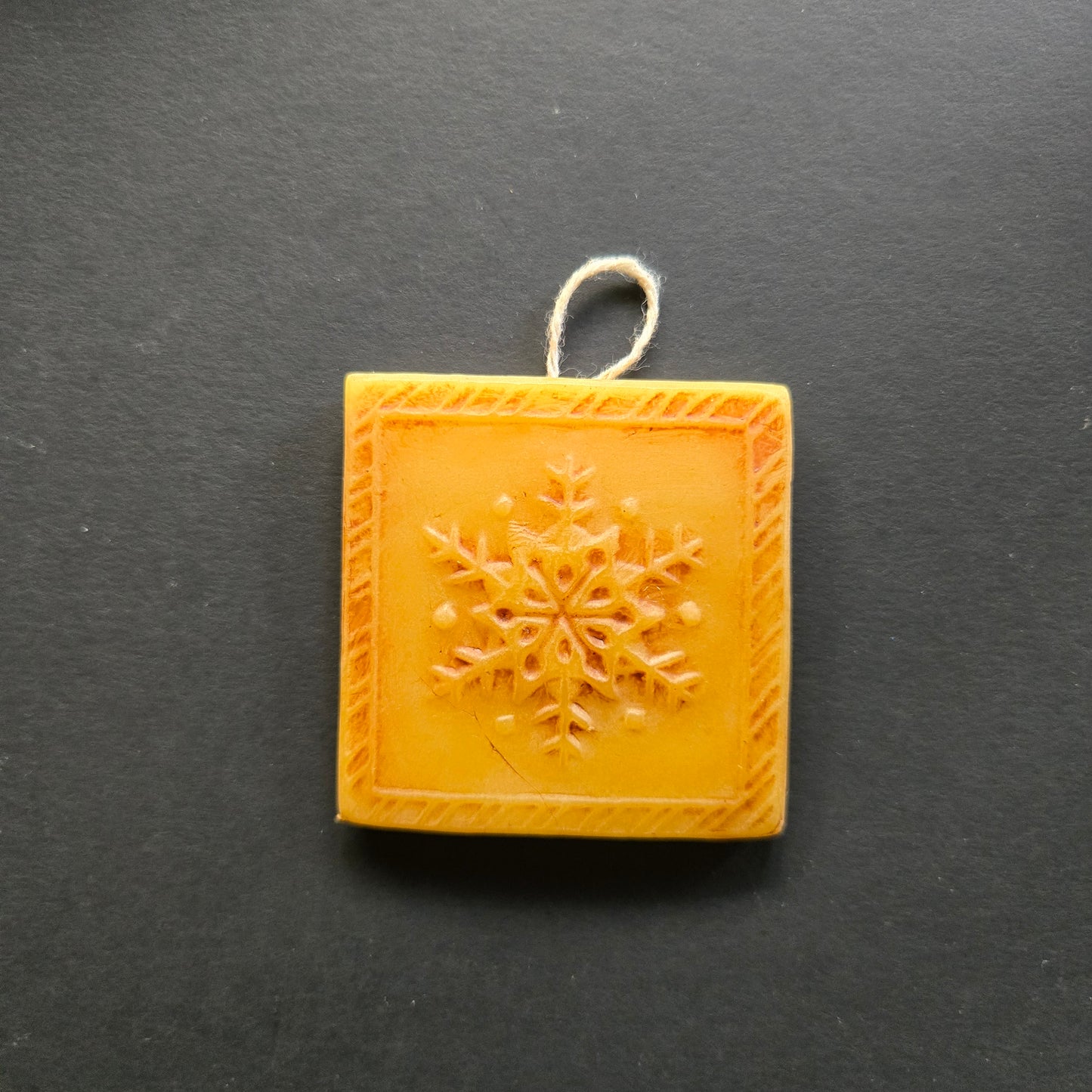 Small Snowflake Square Beeswax Ornament