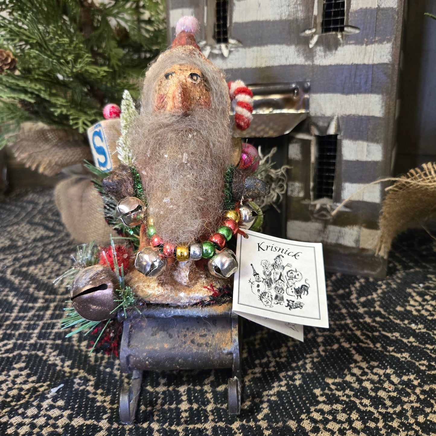 Krisnick Santa in Metal Sleigh