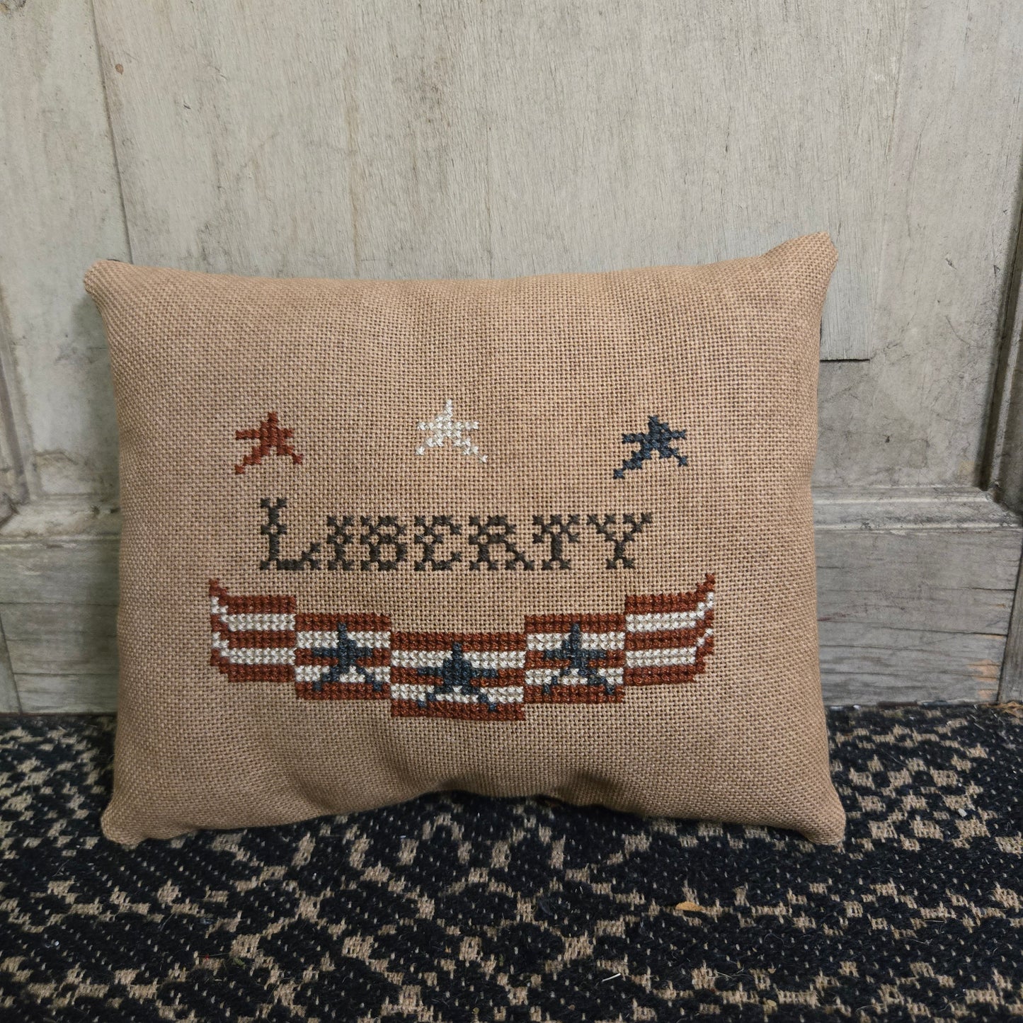 Collection of Primitive Summer and Americana Cross Stitch Pillows