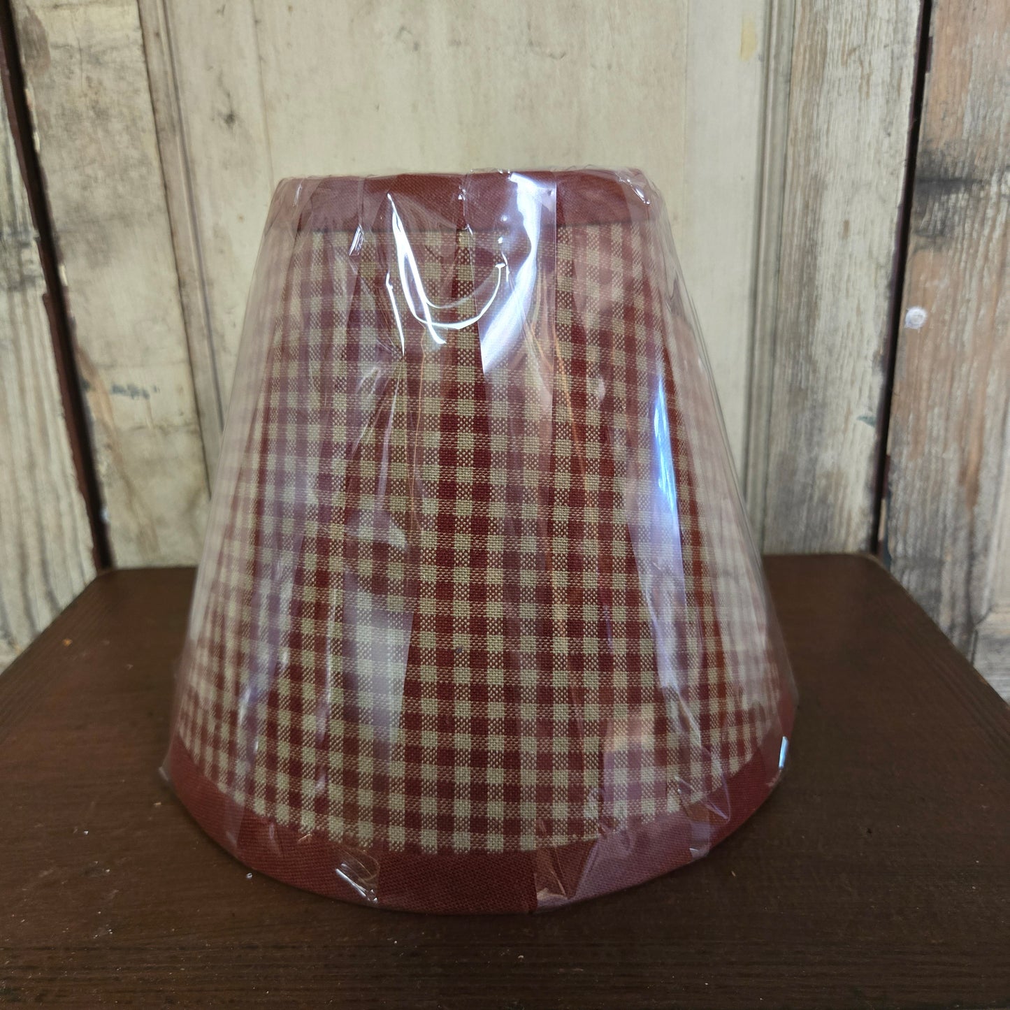 8" Burgundy Small Check Lampshade
