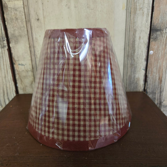 8" Burgundy Small Check Lampshade