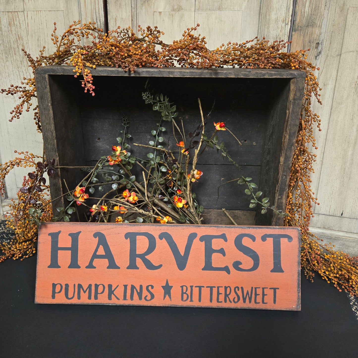 Harvest Pumpkins Bittersweet Sign