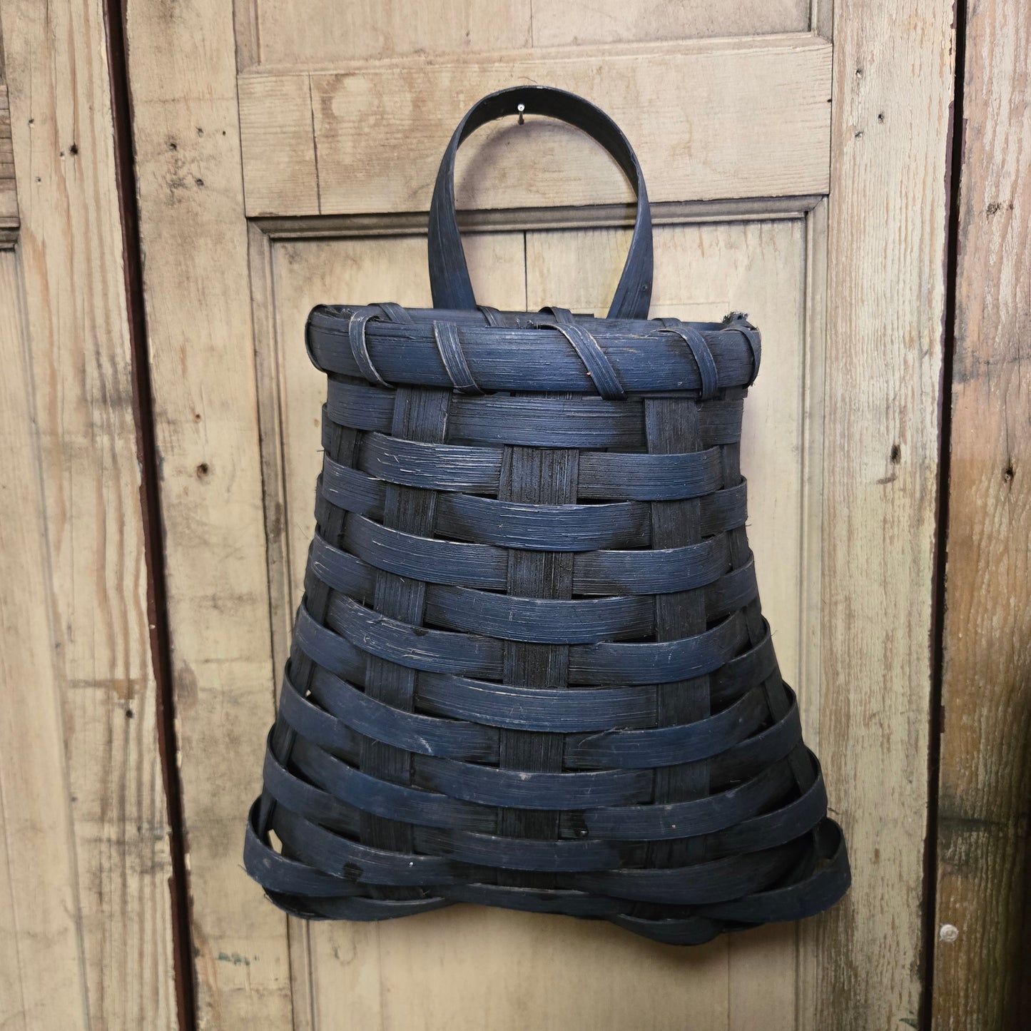 Primitive French Wall Basket Small Blue