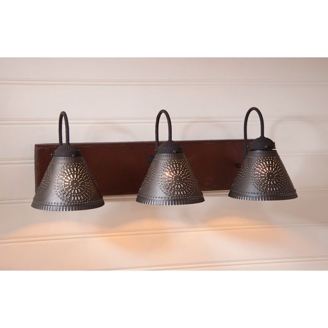 Three Light Crestwood Vanity Light in Plantation Red