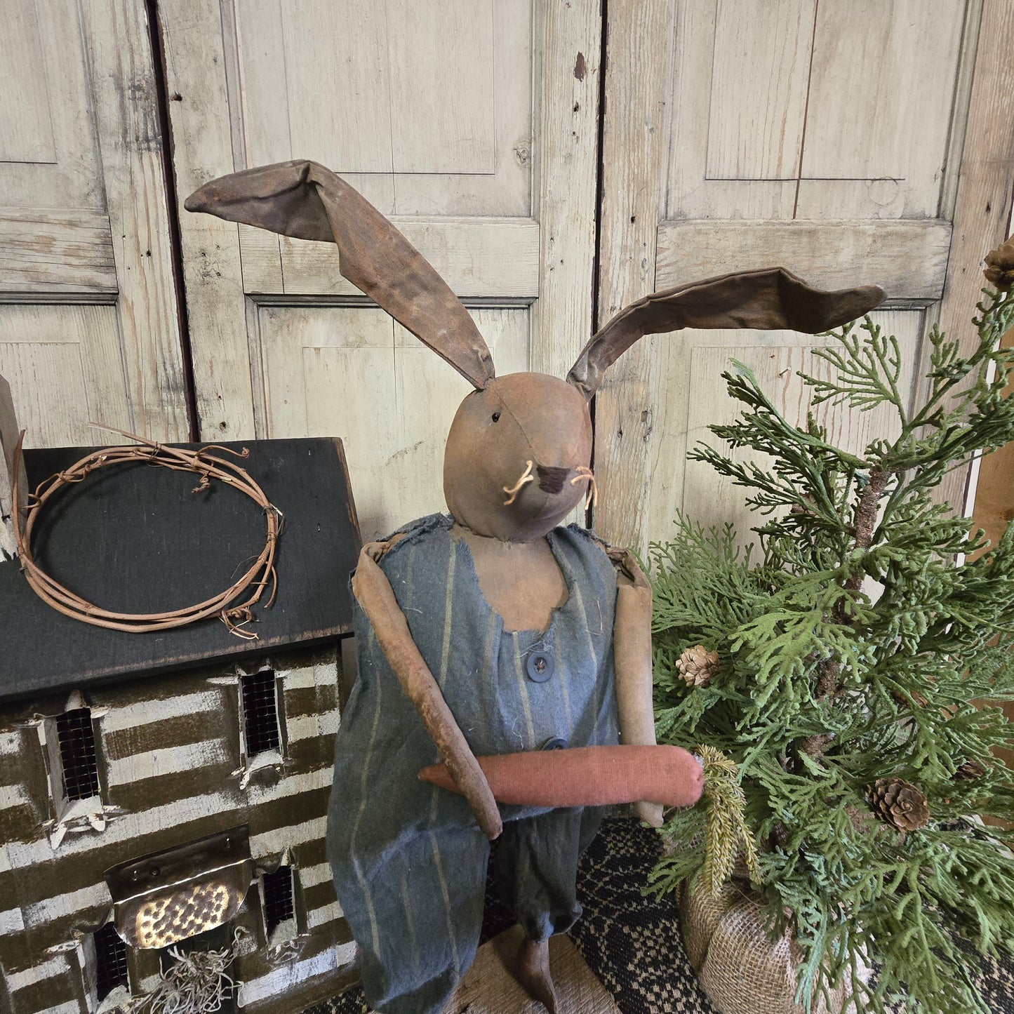 Primitive Brown Bunny with Carrot