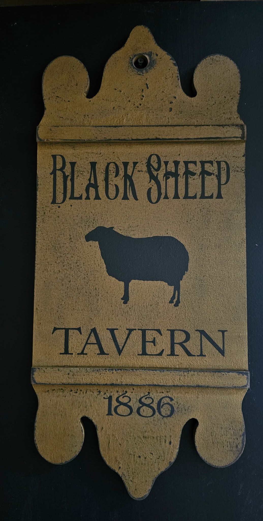 Black Sheep Tavern 1886 Primitive Wood Sign