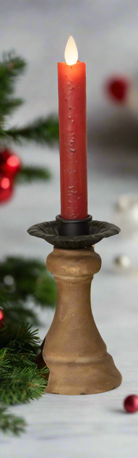 6 3/4" Moving Flame Red Taper Candle