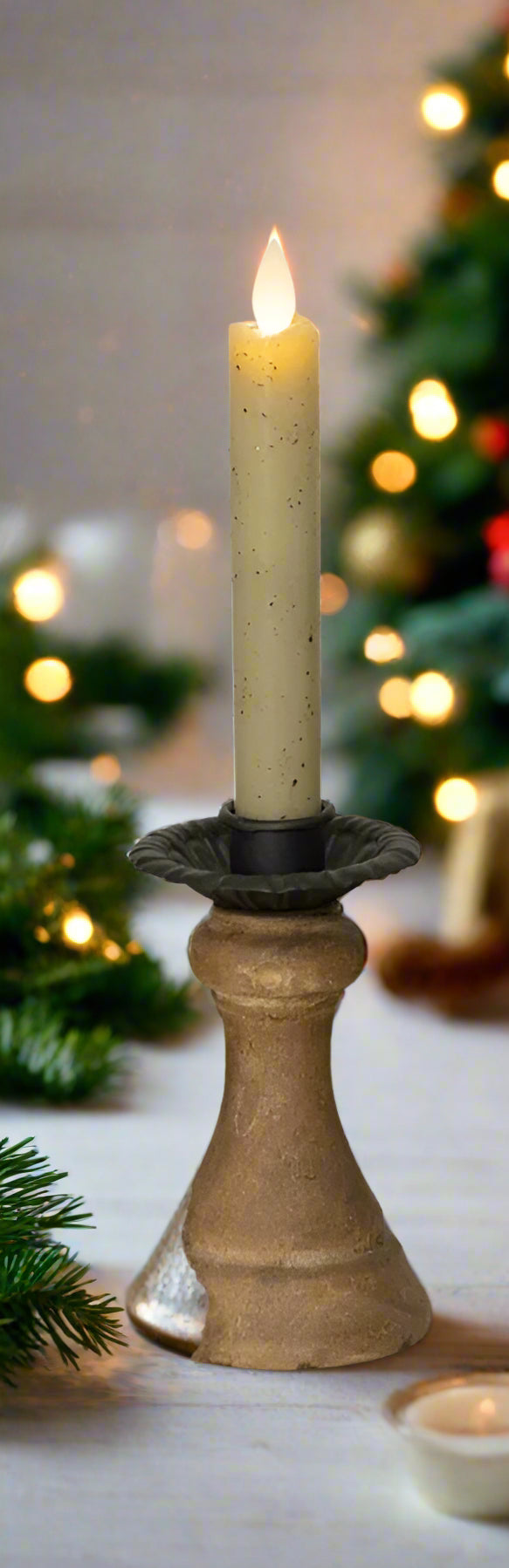 6 3/4" Moving Flame Green Taper Candle