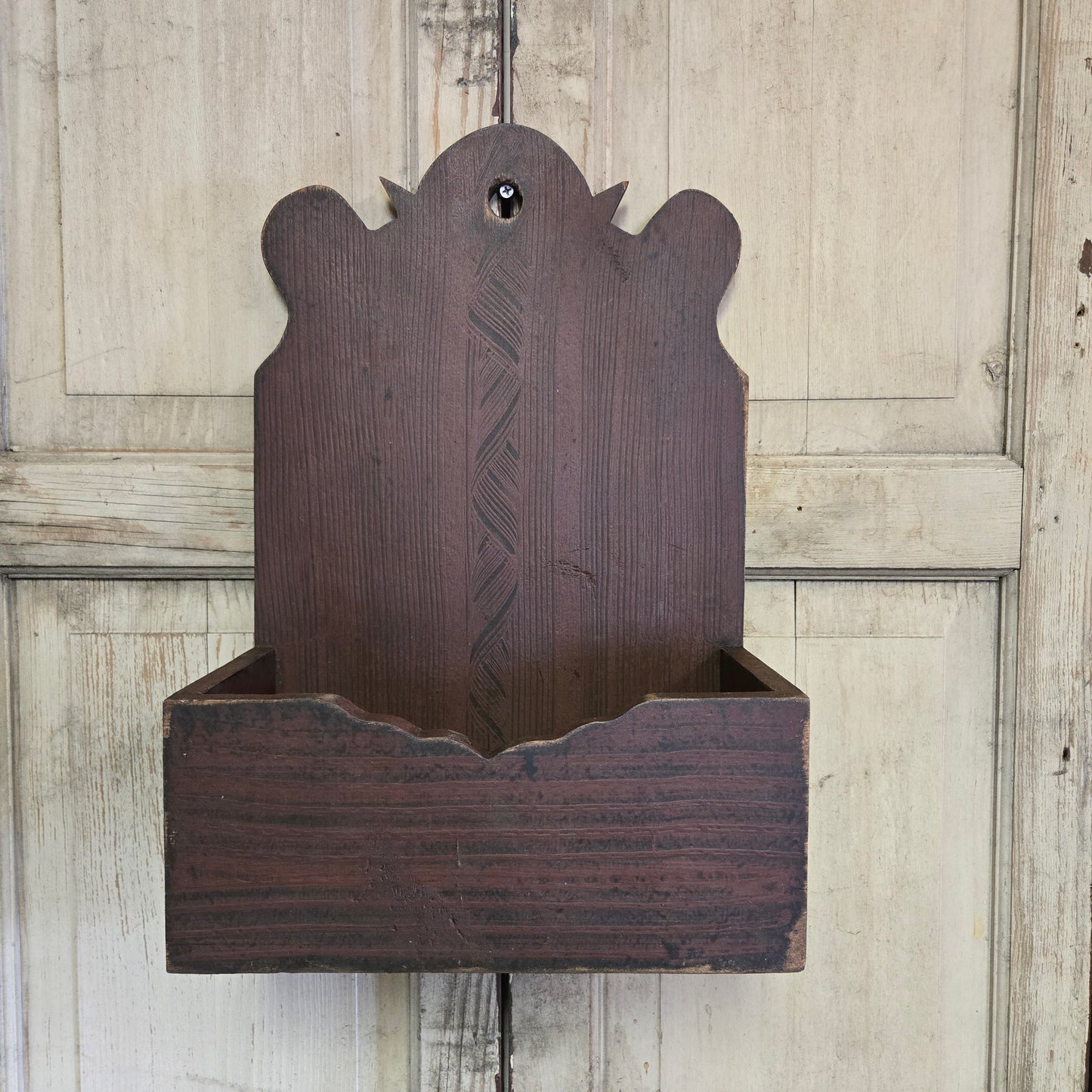 Burgundy Comb Painted Tall Wall Box