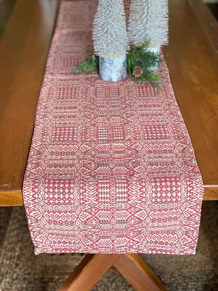 ABIGAIL'S WEAVE RED/GREEN/LINEN SHORT TABLE RUNNER