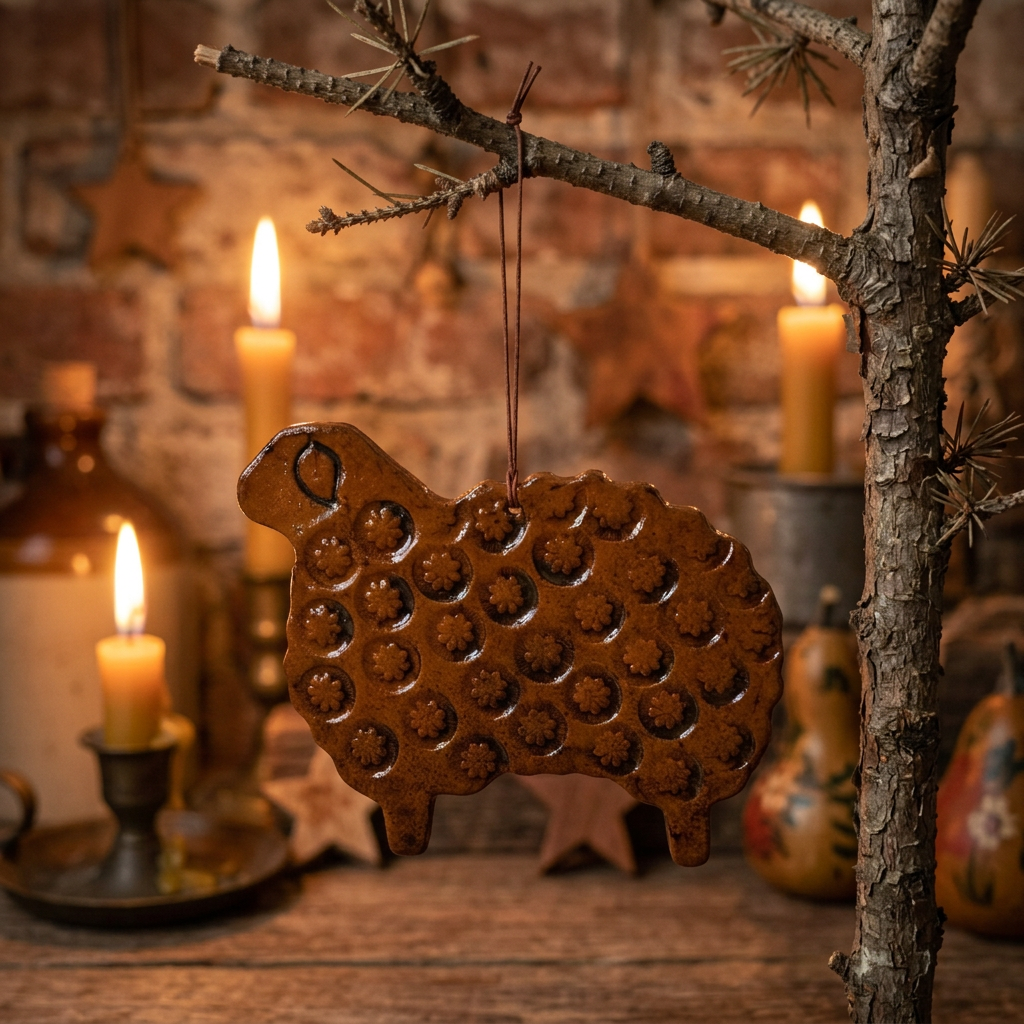 Sheep Redware Ornament