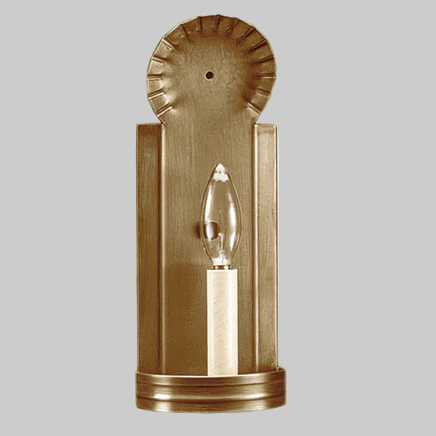 Decorative wall sconce with a light bulb on a gray background