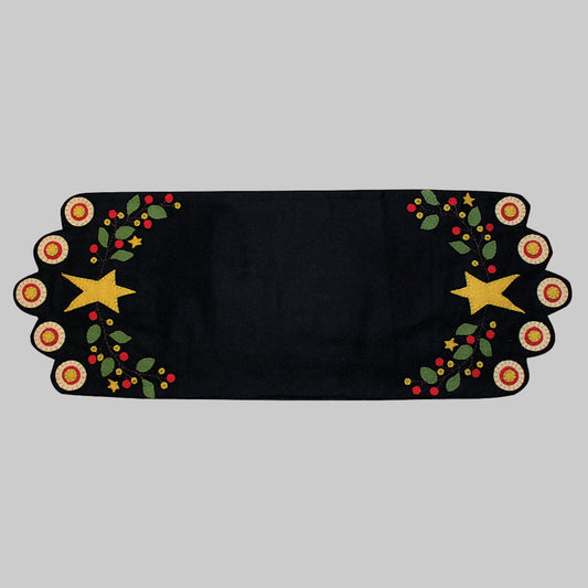 Star Berry Vine Black Table Runner